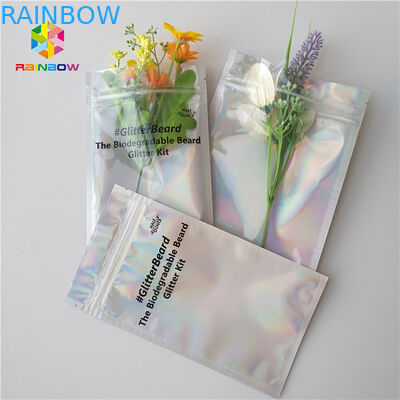 Wedding Cake Plastic Pouches Packaging Three Side Sealed Zipper Bags With Hologram Effect