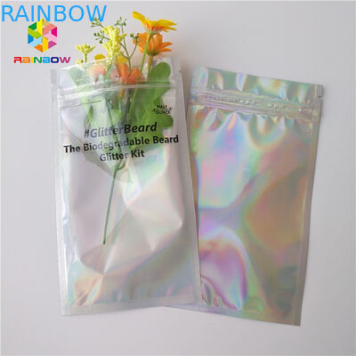 Wedding Cake Plastic Pouches Packaging Three Side Sealed Zipper Bags With Hologram Effect