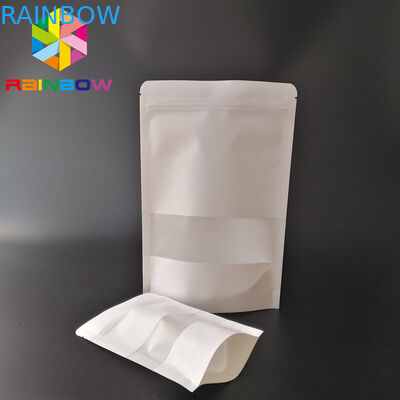 Stand Up Pouch White Kraft Paper Bag Packaging Doy Pack Zipper Lock For Milk Protein Powder