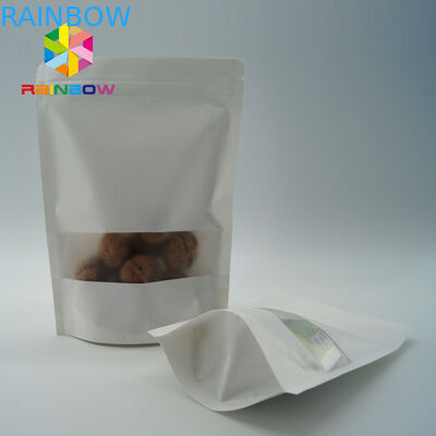 Stand Up Pouch White Kraft Paper Bag Packaging Doy Pack Zipper Lock For Milk Protein Powder