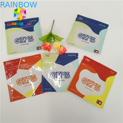 Printed Zipper Resealable Plastic Bag Packaging Cbd Gummy Candy Pouch Glossy Surface