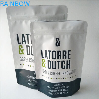 Resealable Tea Bags Packaging Aluminum Foil Stand Up Coffee Bag With Valve