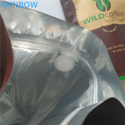 Resealable Tea Bags Packaging Aluminum Foil Stand Up Coffee Bag With Valve