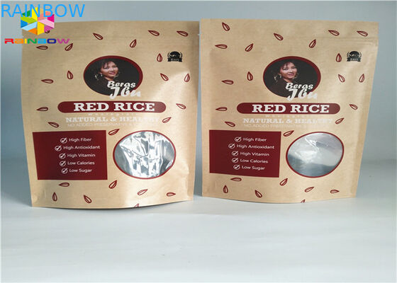 k Custom Printed Paper Bags Food Stand Up Pouch Brown Kraft Paper With Window