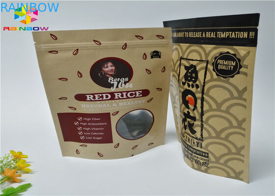 k Custom Printed Paper Bags Food Stand Up Pouch Brown Kraft Paper With Window