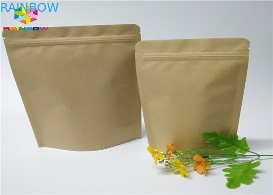 k Custom Printed Paper Bags Food Stand Up Pouch Brown Kraft Paper With Window
