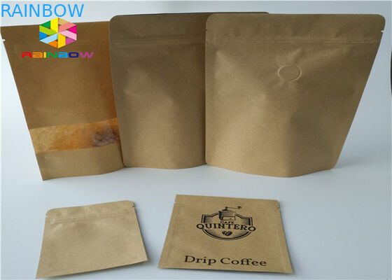 k Custom Printed Paper Bags Food Stand Up Pouch Brown Kraft Paper With Window
