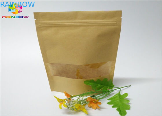 Kraft Customized Paper Bags Nut Craft Sugar Snack Food Window Packaging k