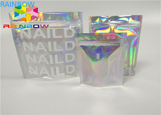 printing zipper plastic mylar foil k packaging hologram laser holographic stand up zip pouch bag for gift/bottles