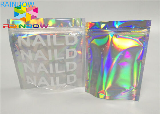 printing zipper plastic mylar foil k packaging hologram laser holographic stand up zip pouch bag for gift/bottles