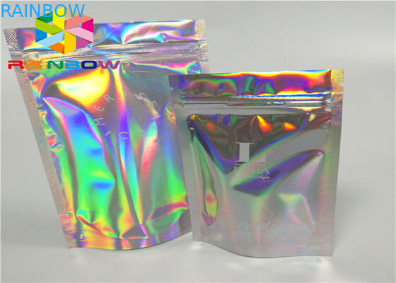 printing zipper plastic mylar foil k packaging hologram laser holographic stand up zip pouch bag for gift/bottles