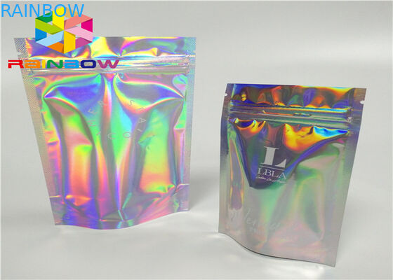 printing zipper plastic mylar foil k packaging hologram laser holographic stand up zip pouch bag for gift/bottles