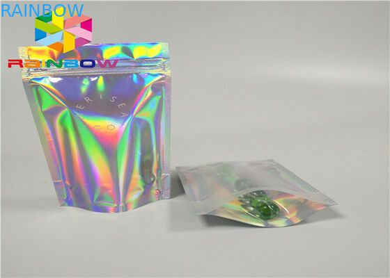 printing zipper plastic mylar foil k packaging hologram laser holographic stand up zip pouch bag for gift/bottles
