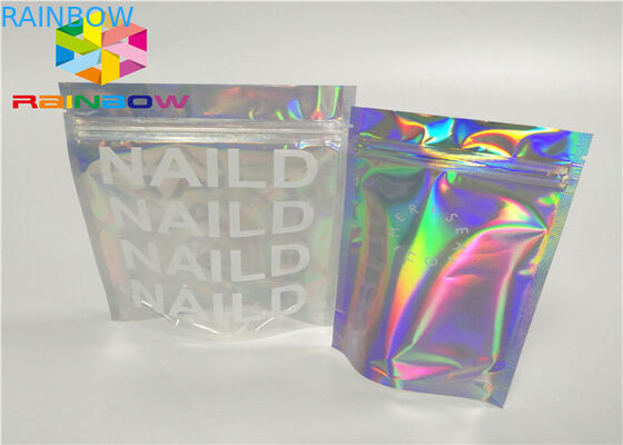 printing zipper plastic mylar foil k packaging hologram laser holographic stand up zip pouch bag for gift/bottles
