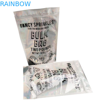 Holographic Packaging Stand Up Zipper Pouch Bags Customization Printed Plastic