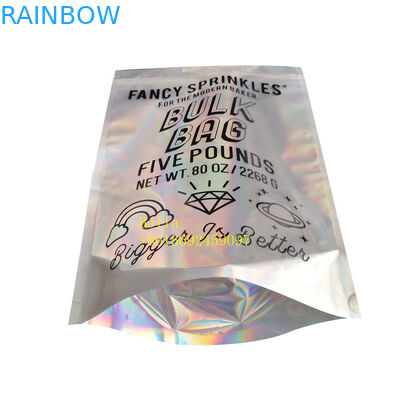 Holographic Packaging Stand Up Zipper Pouch Bags Customization Printed Plastic
