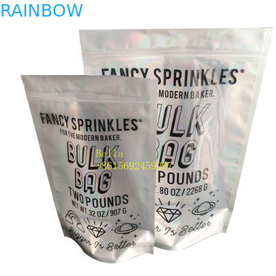 Holographic Packaging Stand Up Zipper Pouch Bags Customization Printed Plastic