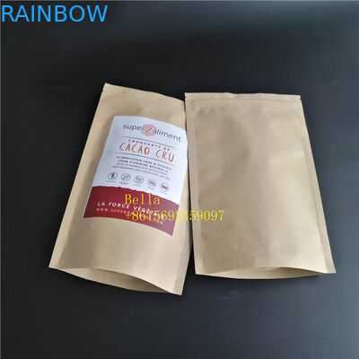 Leaf Logo Printed Tea Bags Packaging Brown Kraft Paper Zipper Pouch With Clear Window