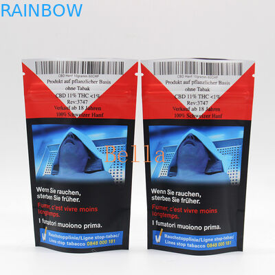 Clear Window Stand Up Zipper Pouch Custom Printing For Herbal Tea CBD Powerfood Packaging