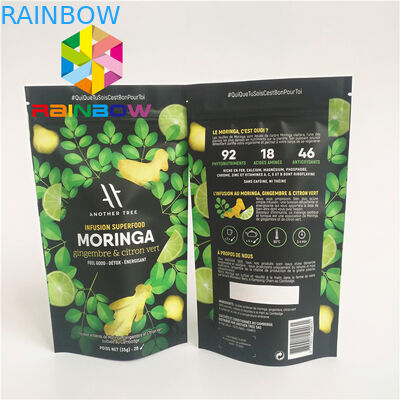 Stand Up k Plastic Pouches Packaging Aluminum Foil Lined Matcha Powder Green Tea Bag