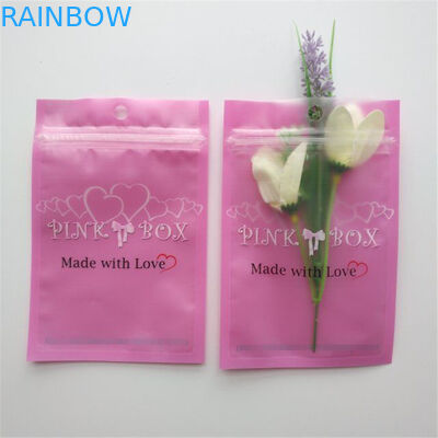 Resealable Cosmetic Packaging Bag Pink Eyelash Earrings Necklace Jewelry Zipper Pouch