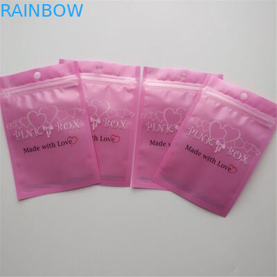 Resealable Cosmetic Packaging Bag Pink Eyelash Earrings Necklace Jewelry Zipper Pouch