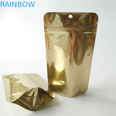 Logo Custom Stand Up Coffee Pouches , Gold Metallic k Food Packaging Bags