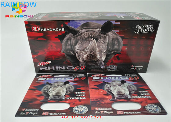 Sex Pill Blister Card Packa 3D Display Box CMYK Printing Recycled With Double Hole