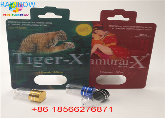 Sex Pill Blister Card Packa 3D Display Box CMYK Printing Recycled With Double Hole