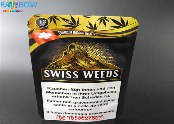 Child Proof Zipper Aluminum Foil Stand Up Pouch CBD/ Cartridge Packingfor Sugar Powder