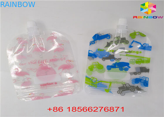 Reusable Liquid Spout Bags , Stand Up Pouches With Cap Doypack Foil Juice Spout