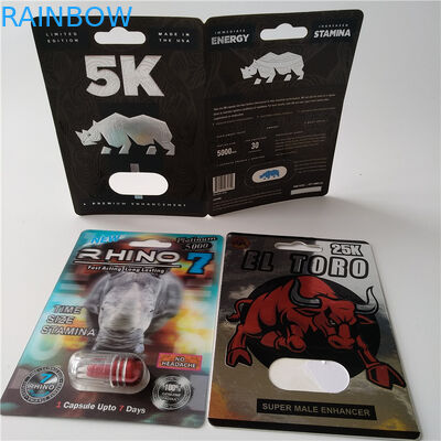 3D Card Blister Pack Packaging Custom Printed Paper Card Rhino 7 Jaguar 30000 Sex Pill Pack