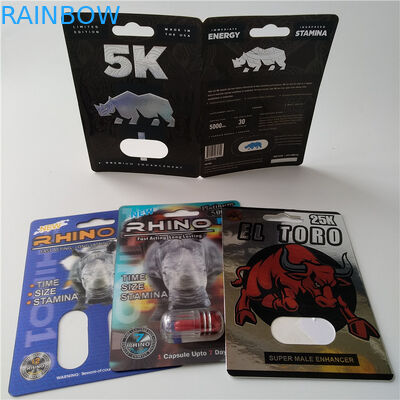 3D Card Blister Pack Packaging Custom Printed Paper Card Rhino 7 Jaguar 30000 Sex Pill Pack
