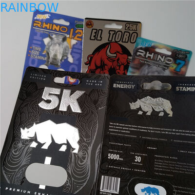 3D Card Blister Pack Packaging Custom Printed Paper Card Rhino 7 Jaguar 30000 Sex Pill Pack
