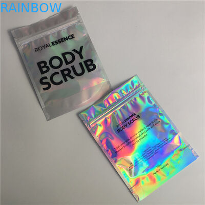 Self Adhesive Foil Pouch Packaging Metallic Label Sticker Holographic Iridescent Bag For Edible Glitter / Shimmer