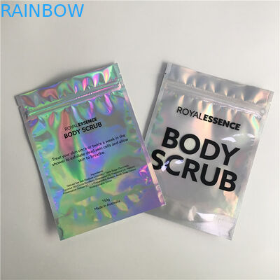 Self Adhesive Foil Pouch Packaging Metallic Label Sticker Holographic Iridescent Bag For Edible Glitter / Shimmer