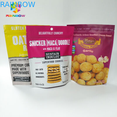 Resealable Plastic Glossy Finished Stand Up Pouch Snack Bag Food Packaging Durable