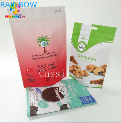 Food Snack Bag Packaging Zipper / Euro Hole For 500g Peanut Cookie Packaging