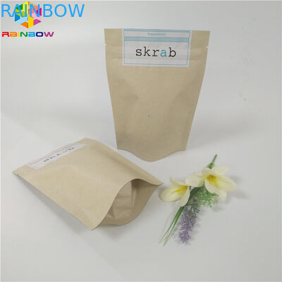 Zip Lock Pouch Kraft Custom Printed Paper Bags Scrub Packaging Biodegradable Moisture Proof