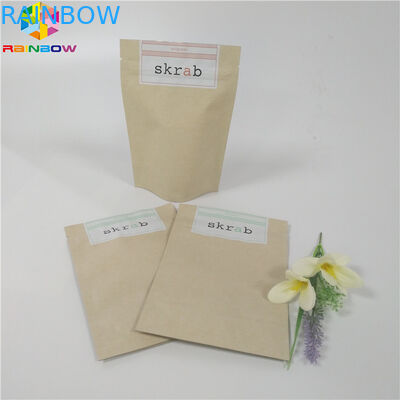 Zip Lock Pouch Kraft Custom Printed Paper Bags Scrub Packaging Biodegradable Moisture Proof