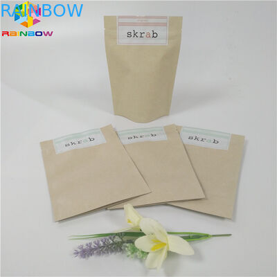 Zip Lock Pouch Kraft Custom Printed Paper Bags Scrub Packaging Biodegradable Moisture Proof
