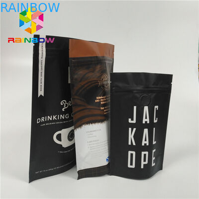 Aluminum Foil Stand Up Coffee Pouches Packaging Custom Size With Valve / Zipper