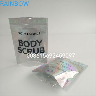 Gravure Printing Holographic Makeup Bag , Customized  Stand Up Pouches With Zipper