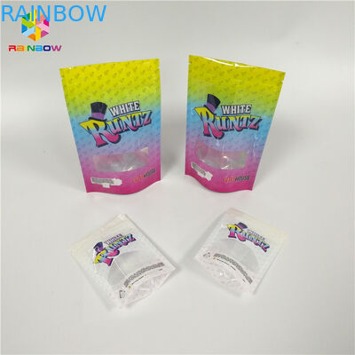 Smell Proof Recyclable Tea Bags Packaging Zip Lock Window Runtz Laser Hologram