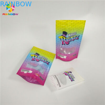 Smell Proof Recyclable Tea Bags Packaging Zip Lock Window Runtz Laser Hologram