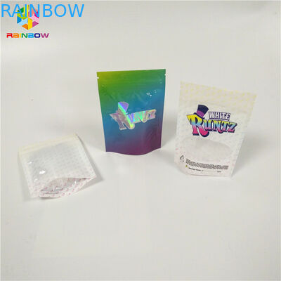Smell Proof Recyclable Tea Bags Packaging Zip Lock Window Runtz Laser Hologram
