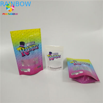 Smell Proof Recyclable Tea Bags Packaging Zip Lock Window Runtz Laser Hologram