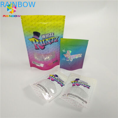 Smell Proof Recyclable Tea Bags Packaging Zip Lock Window Runtz Laser Hologram