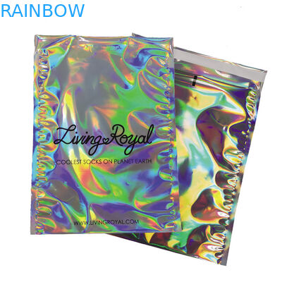 Waterproof Shiny Rainbow Metallic Aluminum Foil Bags Holographic Mailer Jewelry Pac