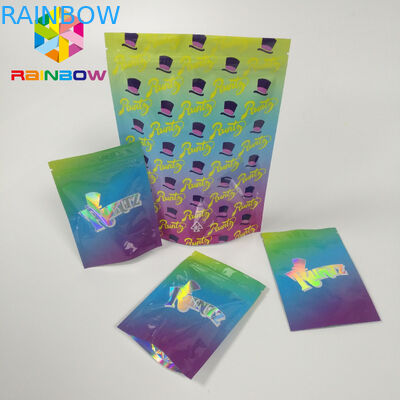 Moisture Proof Stand Up Zipper Pouch Bags RUNTZ Colorful Mylar Laser Hologram Zip Lock